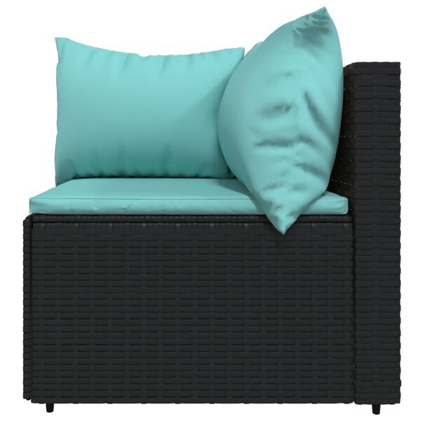 vidaXL 4 Piece Garden Lounge Set with Cushions Black Poly Rattan