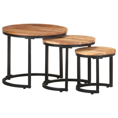 vidaXL Side Tables 3 pcs Solid Acacia Wood