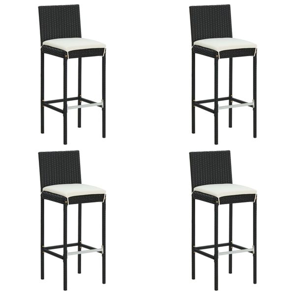 vidaXL 5 Piece Outdoor Bar Set with Cushions Black Poly Rattan