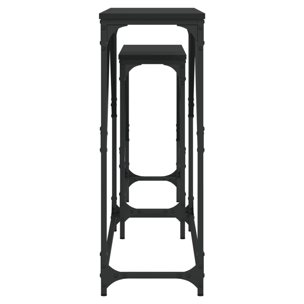 vidaXL Nesting Console Tables 2 pcs Black Engineered Wood