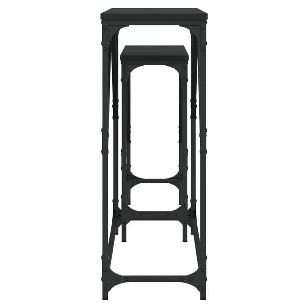 vidaXL Nesting Console Tables 2 pcs Black Engineered Wood
