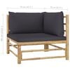 vidaXL 7 Piece Garden Lounge Set with Dark Grey Cushions Bamboo