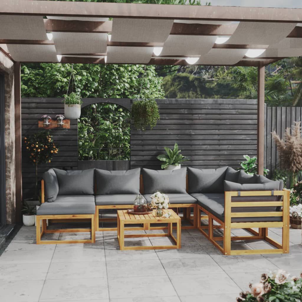 vidaXL 8 Piece Garden Lounge Set with Cushion Solid Acacia Wood