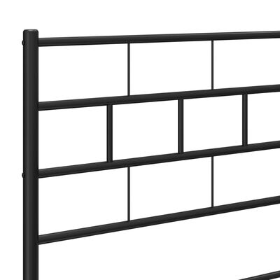 vidaXL Metal Bed Frame without Mattress with Headboard Black 150x200 cm King Size