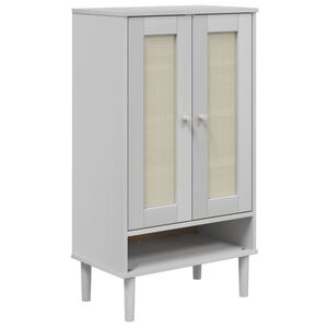 vidaXL Shoe Cabinet SENJA Rattan Look White 59.5x35x107 cm Solid Wood