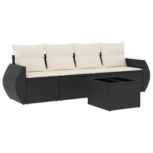 vidaXL 5 Piece Garden Sofa Set with Cushions Black Poly Rattan