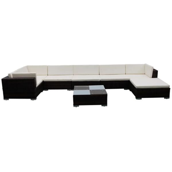 vidaXL 8 Piece Garden Lounge Set with Cushions Poly Rattan Brown