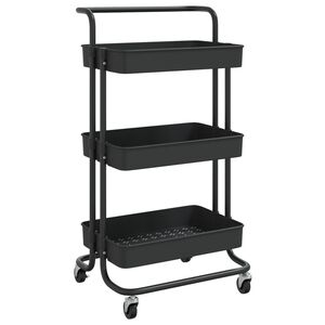 vidaXL 3-Tier Kitchen Trolley Black 42x35x85 cm Iron and ABS