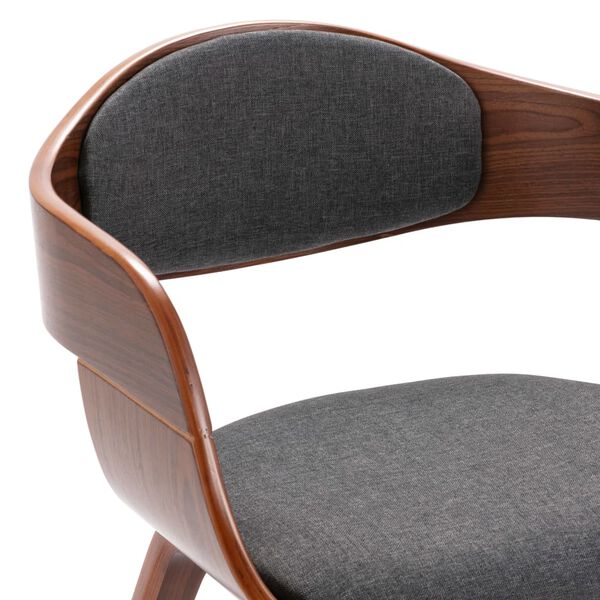vidaXL Dining Chairs 2 pcs Bent Wood and Grey Fabric
