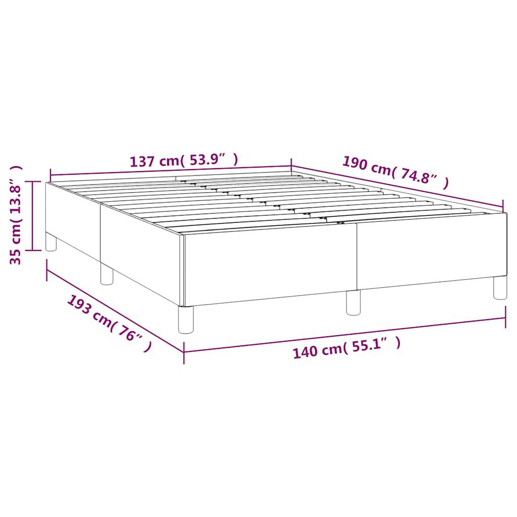 vidaXL Bed Frame without Mattress Light Grey 137x190 cm Full Fabric