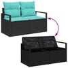 vidaXL Garden Sofa Set with Cushion 8 pcs Black and Turquoise