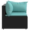 vidaXL Garden Corner Sofas with Cushions 2 pcs Black Poly Rattan