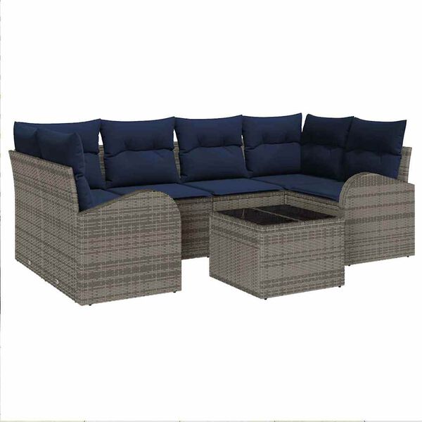 vidaXL Garden Sofa Set Grey 55 x 55 x 37 cm Poly Rattan