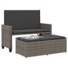 vidaXL Garden Bench with Cushions and Footstool Grey Poly Rattan