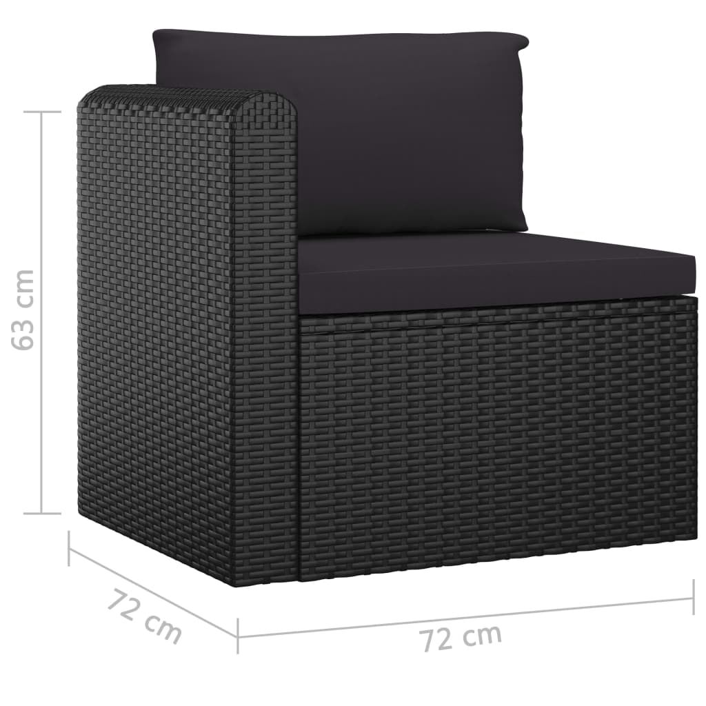 vidaXL 8 Piece Garden Lounge Set with Cushions Poly Rattan Black