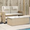 vidaXL Reclining Garden Bench with Cushions Beige Poly Rattan