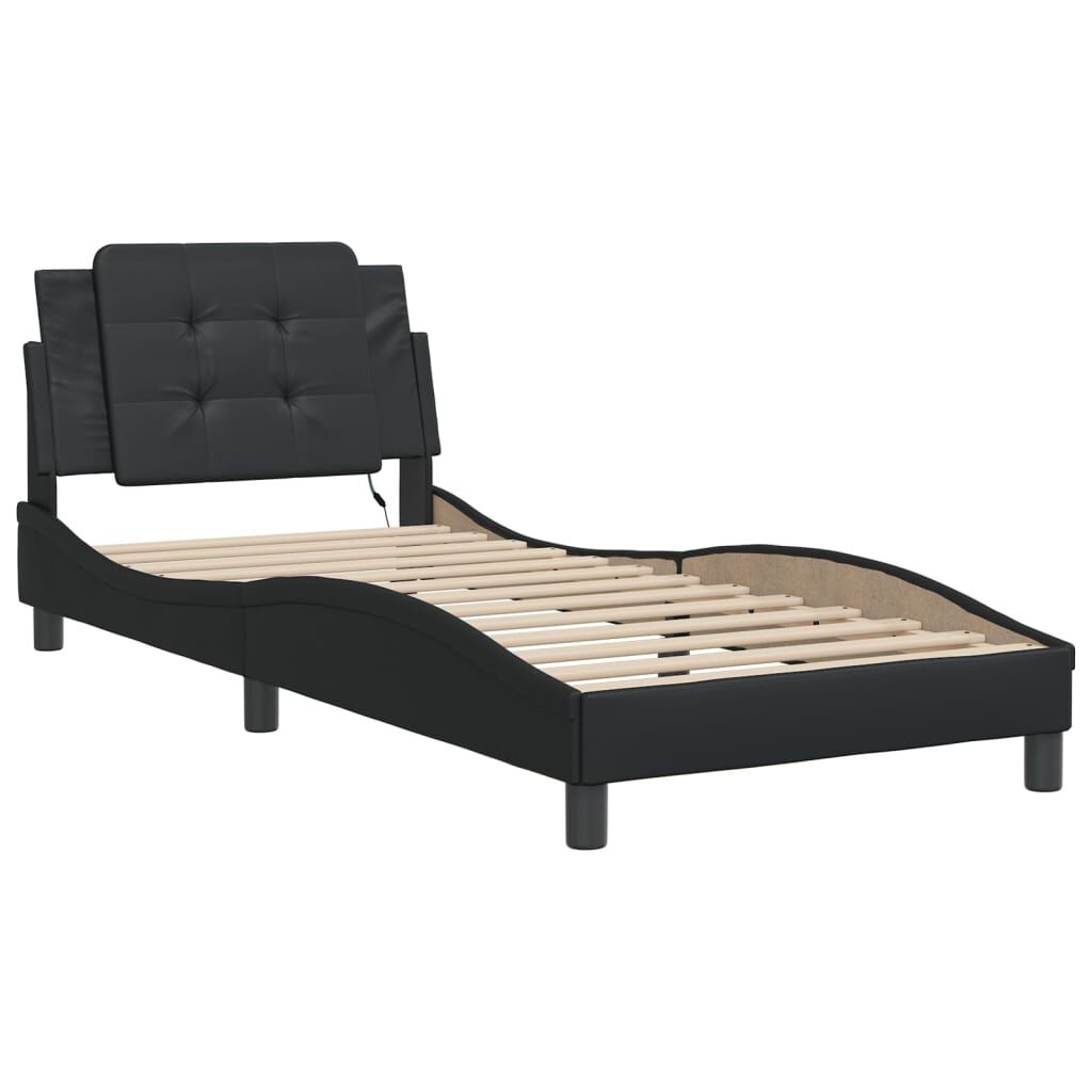 vidaXL Bed Frame with LED without Mattress Black 100x203 cm