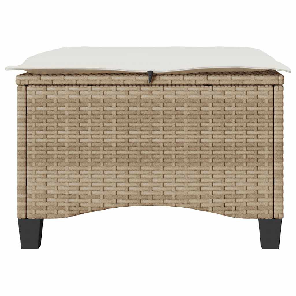 vidaXL Garden Stools with Cushions 2 pcs Beige 55x55x36 cm Poly Rattan