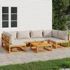 vidaXL 7 Piece Garden Lounge Set with Light Grey Cushions Solid Wood