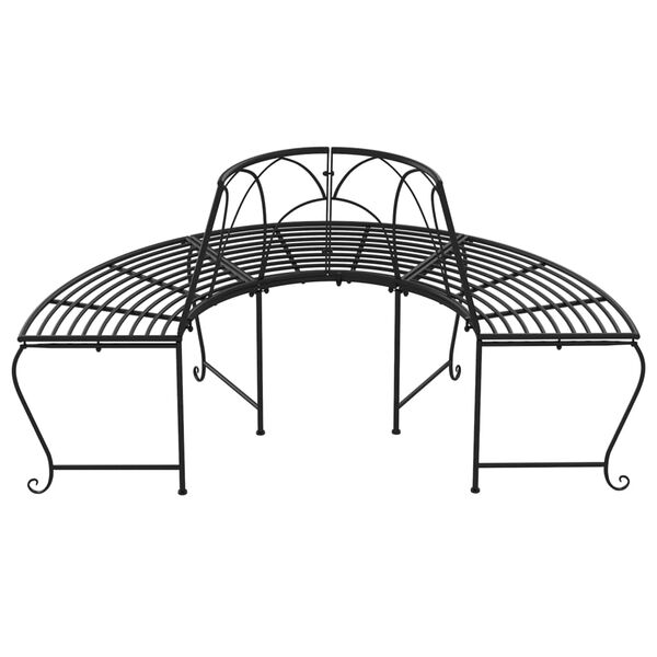 vidaXL Half Round Tree Bench 2 pcs Ø159 cm Black Steel