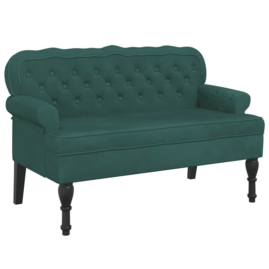 vidaXL Bench with Backrest Dark Green 119.5x64.5x75 cm Velvet