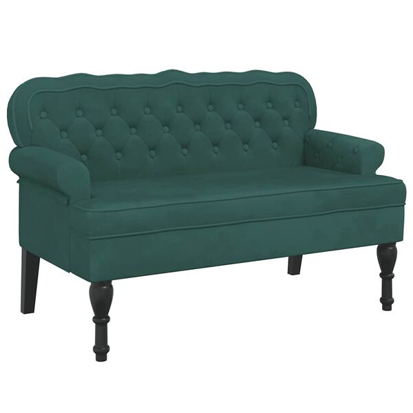 vidaXL Bench with Backrest Dark Green 119.5x64.5x75 cm Velvet