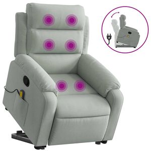vidaXL Stand up Massage Recliner Chair Light Grey Velvet