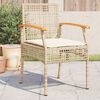 vidaXL Garden Chairs with Cushions 4 pcs Beige Poly Rattan Acacia Wood