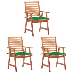 vidaXL Outdoor Dining Chairs 3 pcs with Cushions Solid Acacia Wood