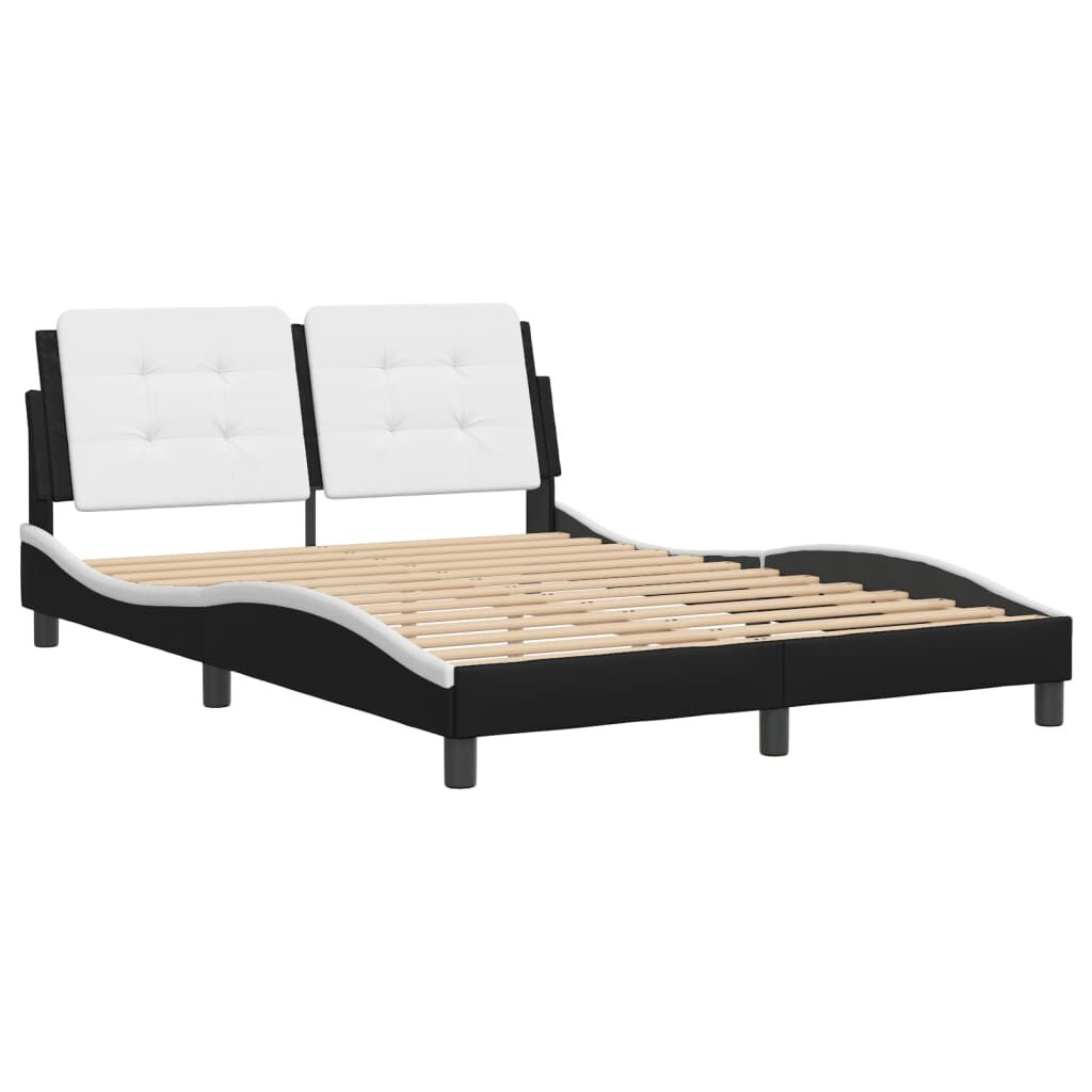vidaXL Bed Frame without Mattress Black and White 137x190 cm Faux Leather