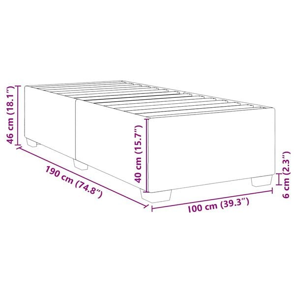 vidaXL Bed Frame without Mattress Dark Grey Twin Fabric