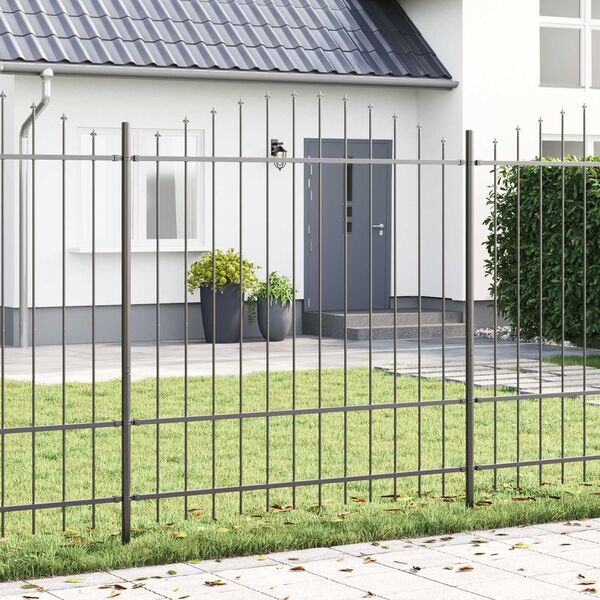 vidaXL Garden Fence 4 pcs Grey 170 x 215 cm Powder-Coated Steel