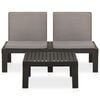 vidaXL 2 Piece Garden Lounge Set with Cushions Plastic Grey