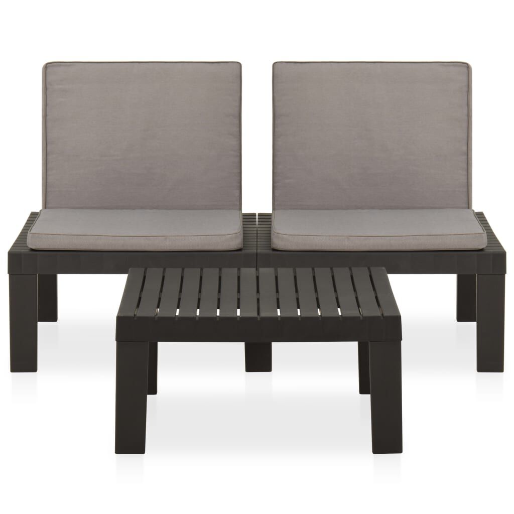 vidaXL 2 Piece Garden Lounge Set with Cushions Plastic Grey