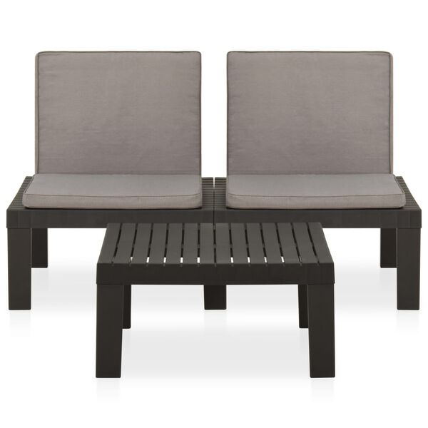 vidaXL 2 Piece Garden Lounge Set with Cushions Plastic Grey