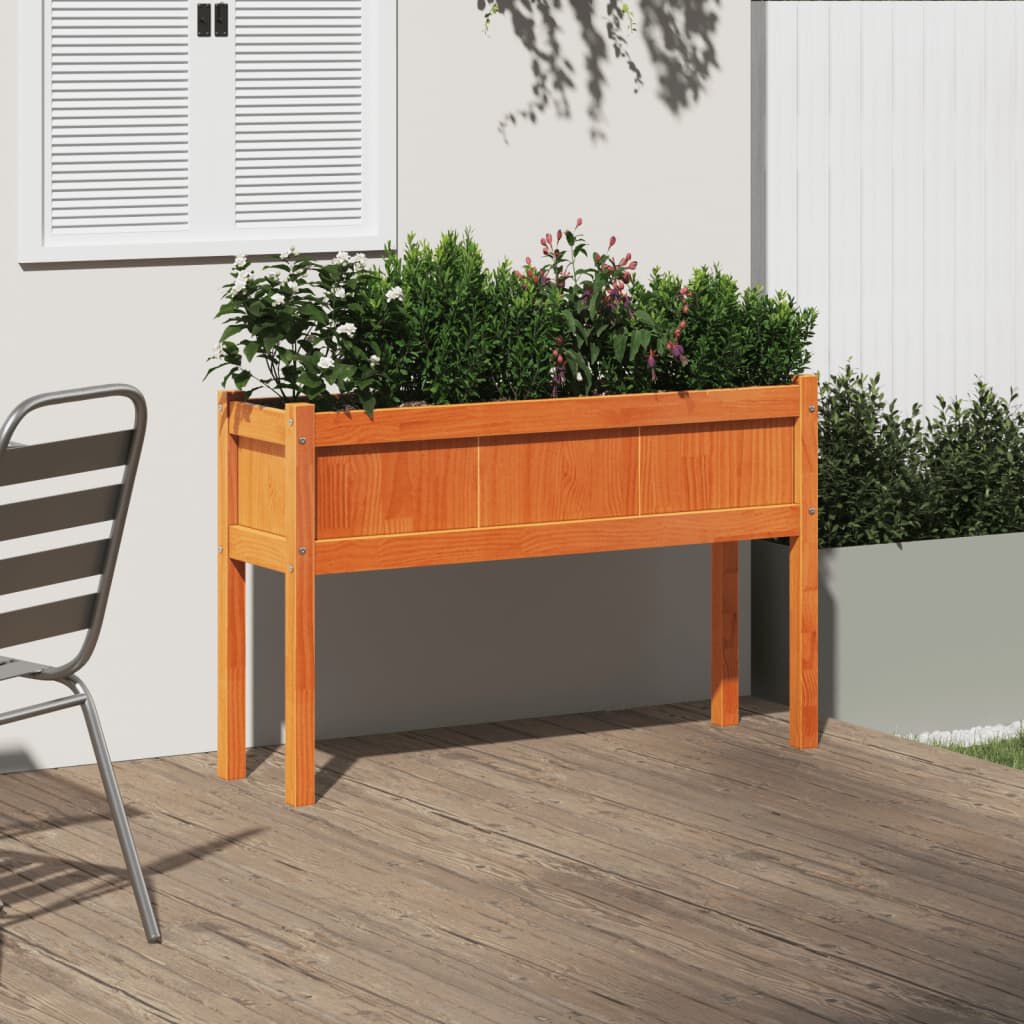 vidaXL Garden Planter with Legs Wax Brown 110x31x70 cm Solid Wood Pine