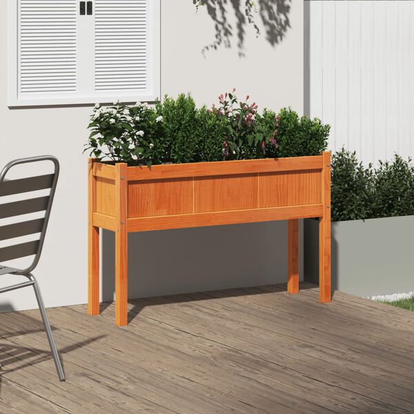 vidaXL Garden Planter with Legs Wax Brown 110x31x70 cm Solid Wood Pine