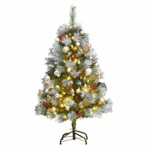 vidaXL Artificial Hinged Christmas Tree 150 LEDs & Ball Set 120 cm