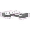 vidaXL 10 Piece Garden Lounge Set with Cushions Brown Poly Rattan