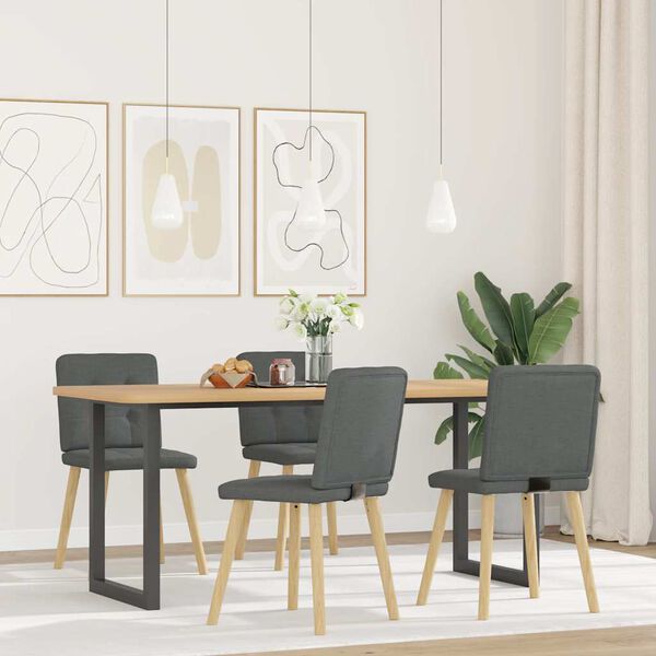 vidaXL Dining Chairs 4 pcs Dark Grey Fabric