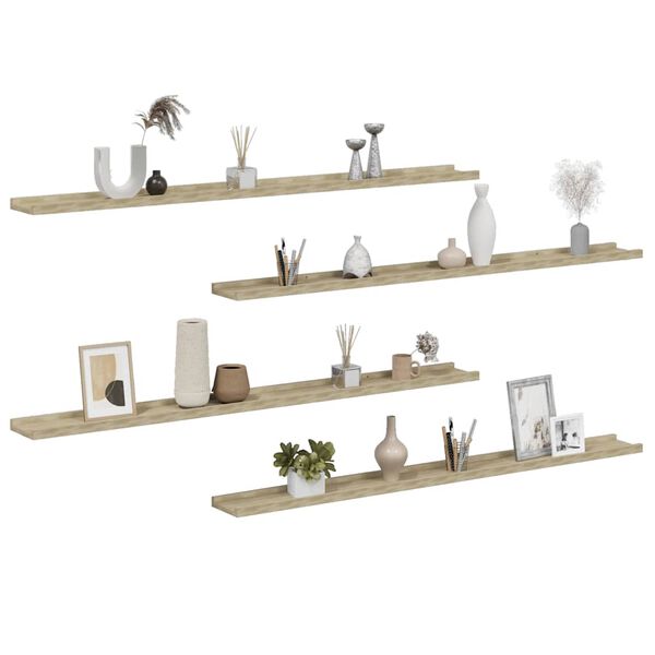 vidaXL Wall Shelves 4 pcs Sonoma Oak 115x9x3 cm
