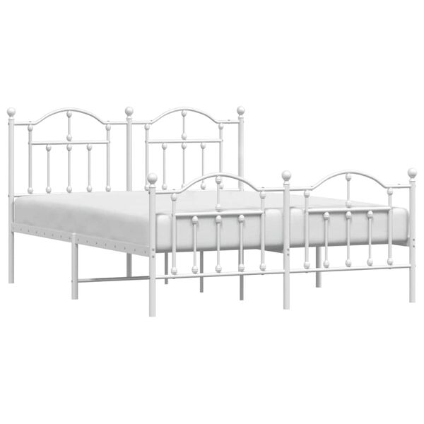 vidaXL Metal Bed Frame without Mattress with Footboard White 135x190cm
