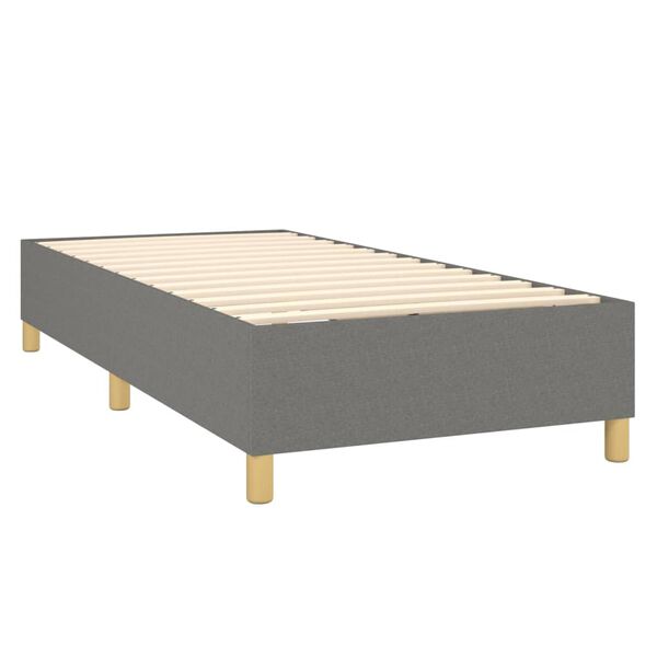vidaXL Box Spring Bed with Mattress Dark Grey 100x203 cm Fabric