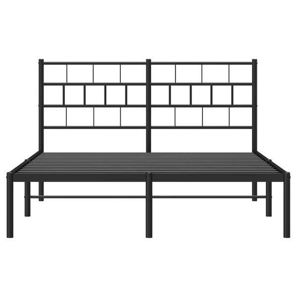 vidaXL Metal Bed Frame without Mattress with Headboard Black 150x200cm