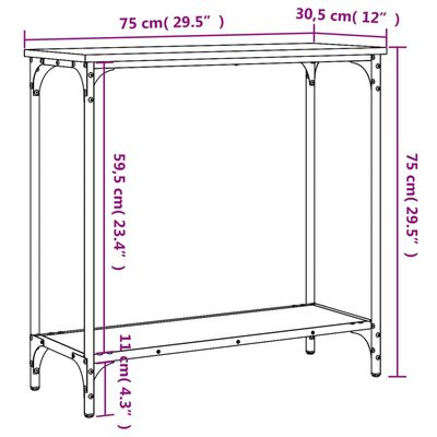 vidaXL Console Table Brown Oak 75x30.5x75 cm Engineered Wood