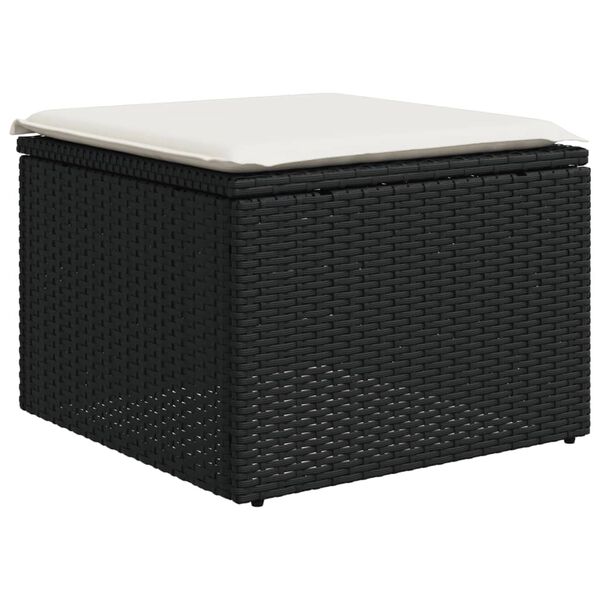 vidaXL 8 Piece Garden Sofa Set with Cushions Black Poly Rattan