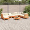 vidaXL 9 Piece Garden Sofa Set with Cushions Wax Brown Solid Wood Pine