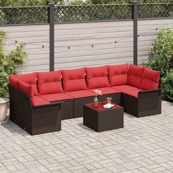 vidaXL Garden Sofa Set 8 pcs Brown Poly rattan