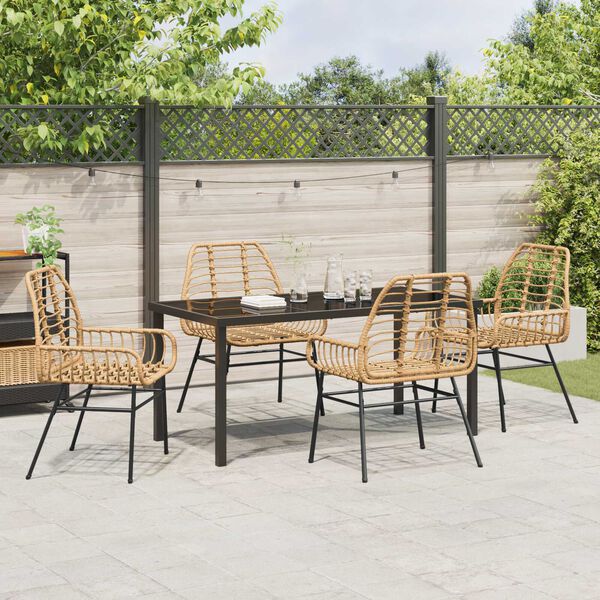 vidaXL Garden Dining Set 5 pcs Brown Poly Rattan