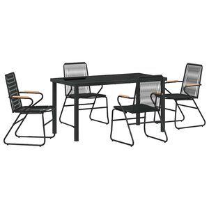 vidaXL Garden Dining Set 5 pcs Black Powder-Coated Steel